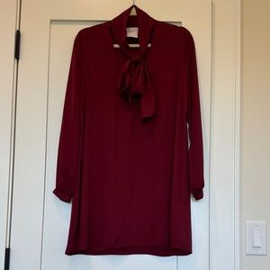 L'Academie Long Sleeve Burgundy Dress with Bow